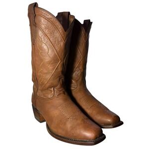 Tony Lama 6104C Cowboy Boots Men's 10EE Brown Leather Square Toe USA